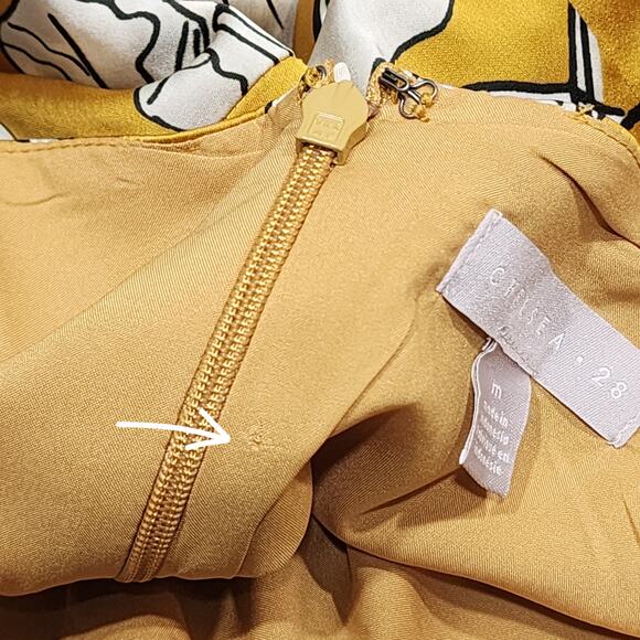 Chelsea28 Side Tie Satin Dress Spaghetti Straps Yellow harvest Size Medium - Picture 3 of 13